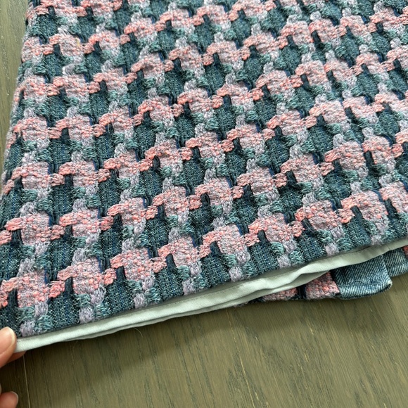 Sandro Amadora Dress Pink Blue Denim Trim Houndstooth Tweed Mini FR 36 US 4 - Picture 11 of 15